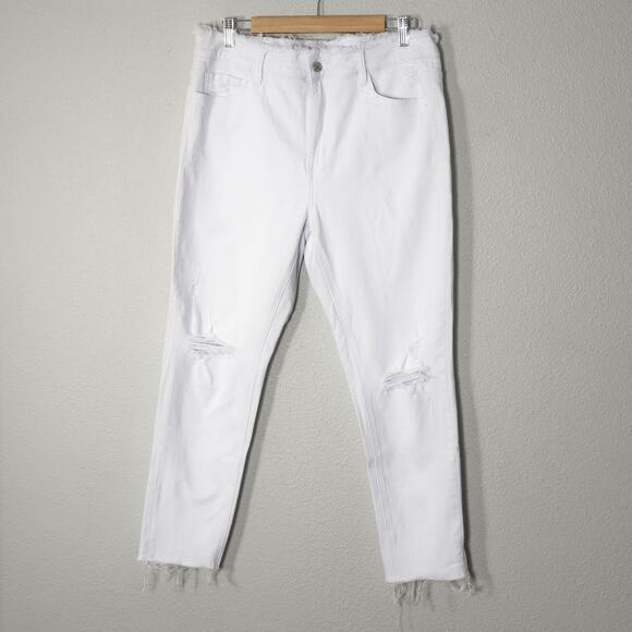 VERVET BY FLYING MONKEY Denim - Vervet Women’s Jeans Size 32 White Distressed Crop Frayed Hem Stretch Denim